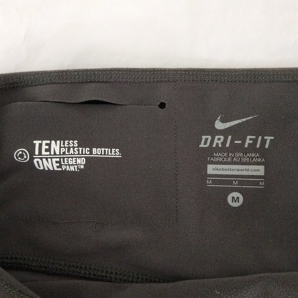 Nike Dri-Fit Womens Running Capri Leggings Back Pocket Mesh Inset Gray/Neon Sz M - Picture 5 of 8